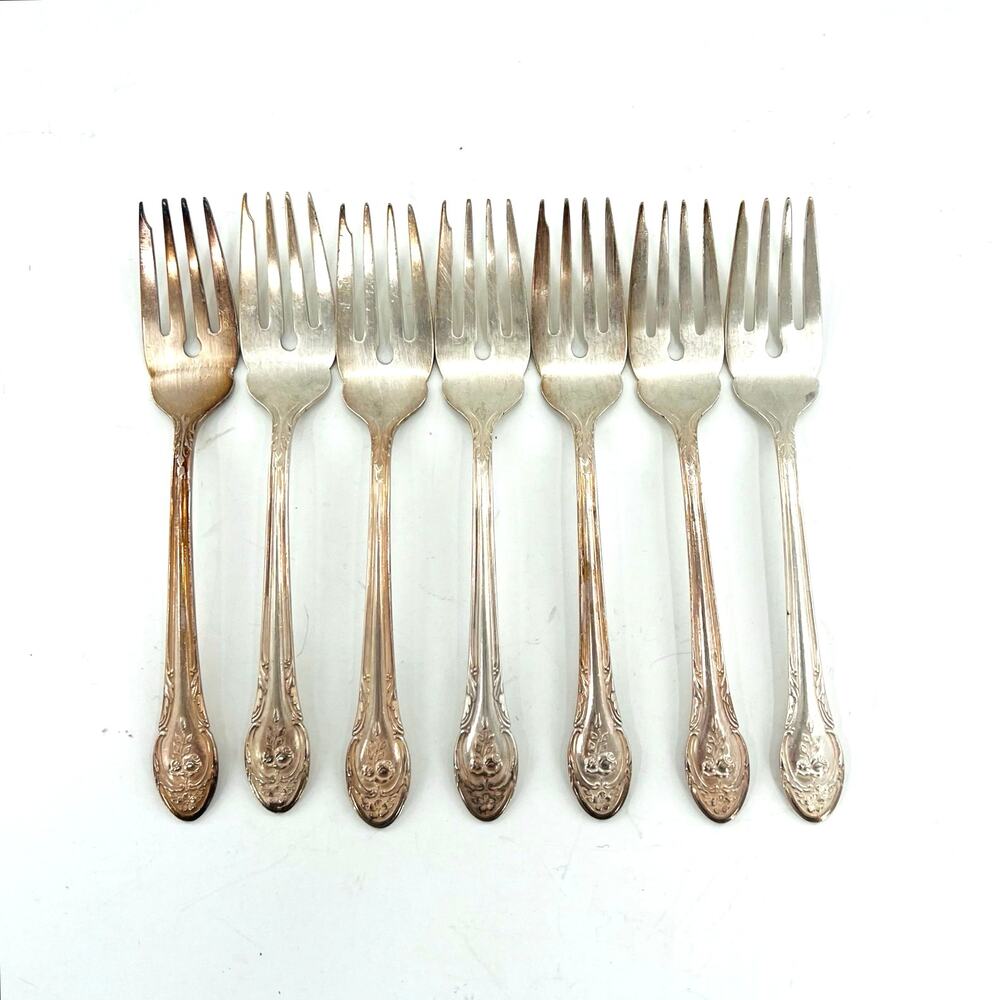 7 Gorham Rosemont Silver plated forks lot